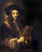 Rembrandt van rijn Portrait of a young madn holding a book France oil painting artist